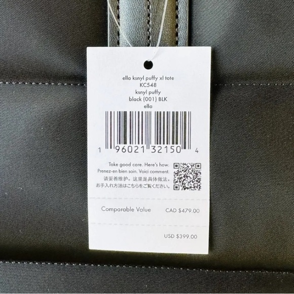 Kate Spade Ella Ksny Puffy Extra Large Tote Bag Black Nylon NWT Womens Authentic - Picture 6 of 11